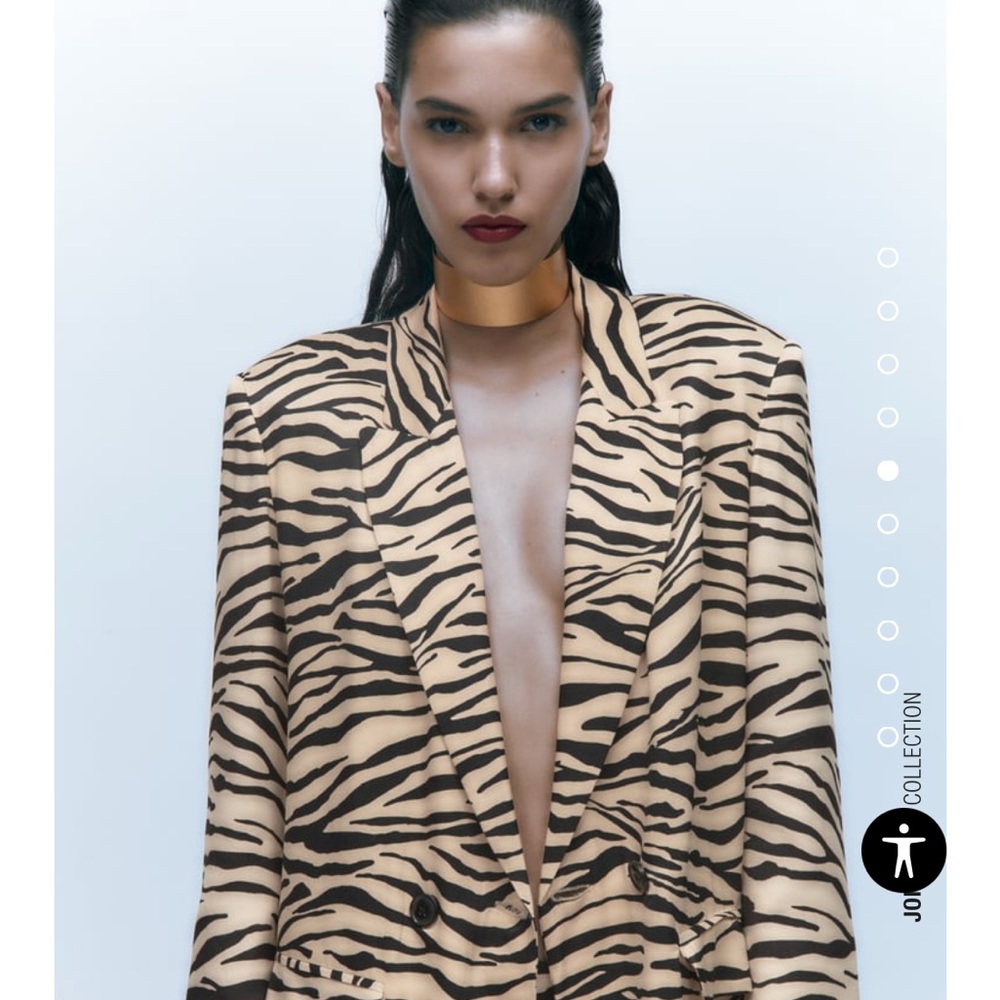 NWT Zara Animal Print Satin Effect Blazer - Picture 8 of 14